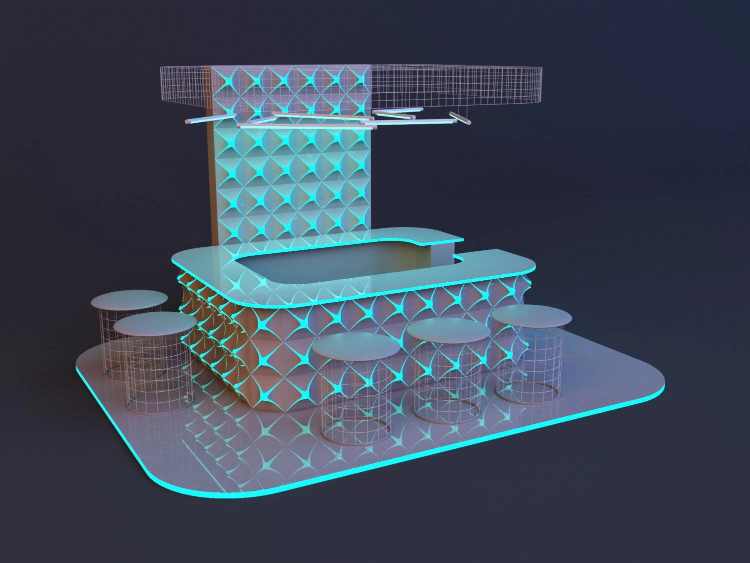 Space futuristic bar 3D Model .c4d .max .obj .3ds .fbx .stl .blend