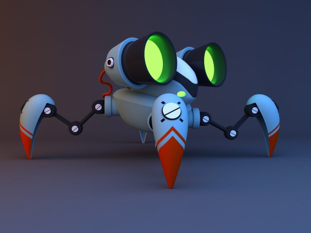 Sci-fi spider glow robot 3D 모델 .c4d .max .obj .3ds .fbx .stl .blend 
