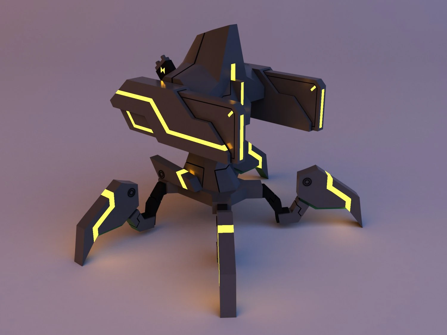 Cyber glow spider robot concept v2 3D Model .c4d .max .obj .3ds .fbx .stl .blend