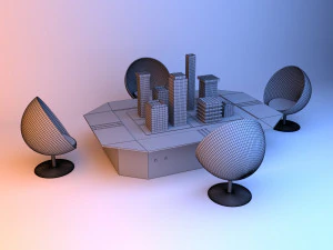 Cyber futuristic headquarters conference table 3D Model