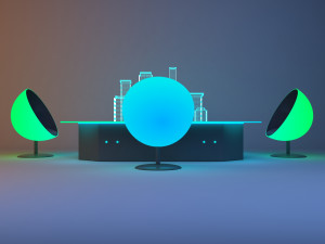 Cyber futuristic headquarters conference table 3D Model