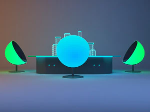 Cyber futuristic headquarters conference table 3D Model