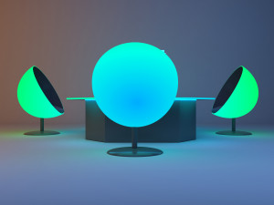 Cyber futuristic headquarters conference table 3D Model