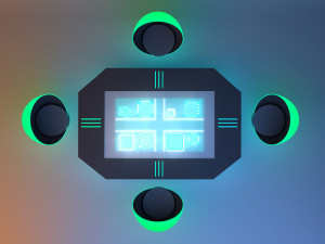 Cyber futuristic headquarters conference table 3D Model