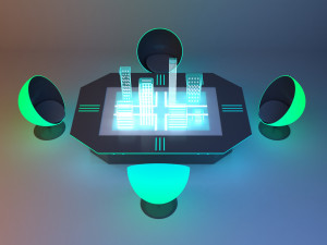 Cyber futuristic headquarters conference table 3D Model