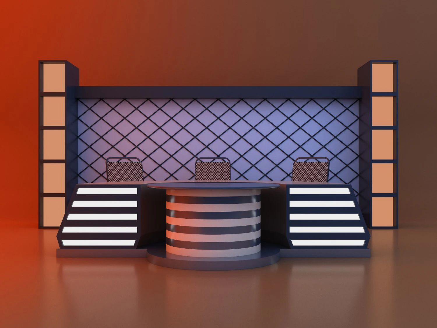 Loft glow conference table - News set furniture 3D Model .c4d .max .obj .3ds .fbx .stl .blend 
