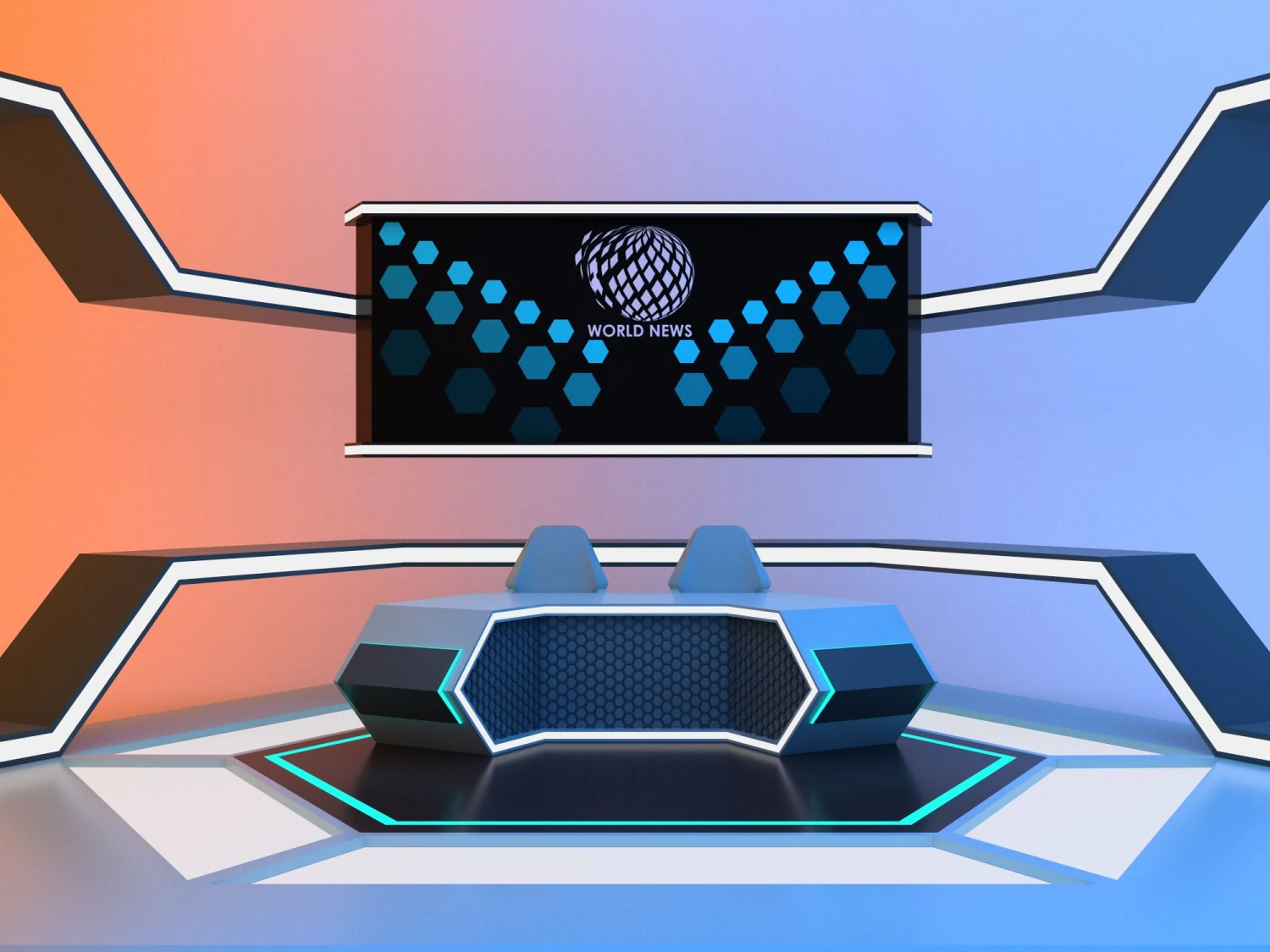 M&oacute;veis para cen&aacute;rio de not&iacute;cias de fic&ccedil;&atilde;o cient&iacute;fica Modelo 3D .c4d .max .obj .3ds .fbx .stl .blend 