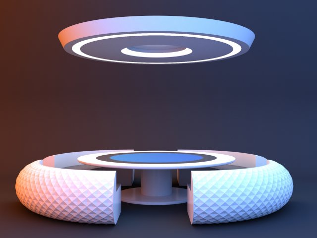 Futuristic cyber conference table 3D Модель .c4d .max .obj .3ds .fbx .stl .blend 