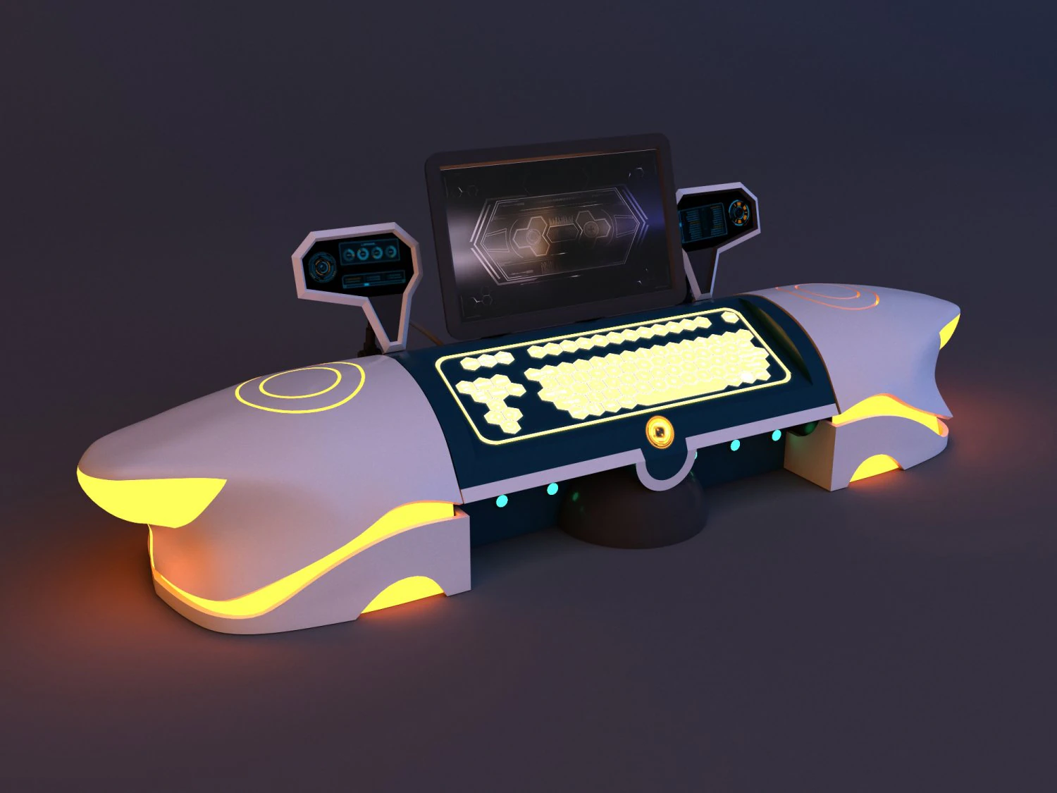 Space sci-fi control desk 3D Model .c4d .max .obj .3ds .fbx .stl .blend 