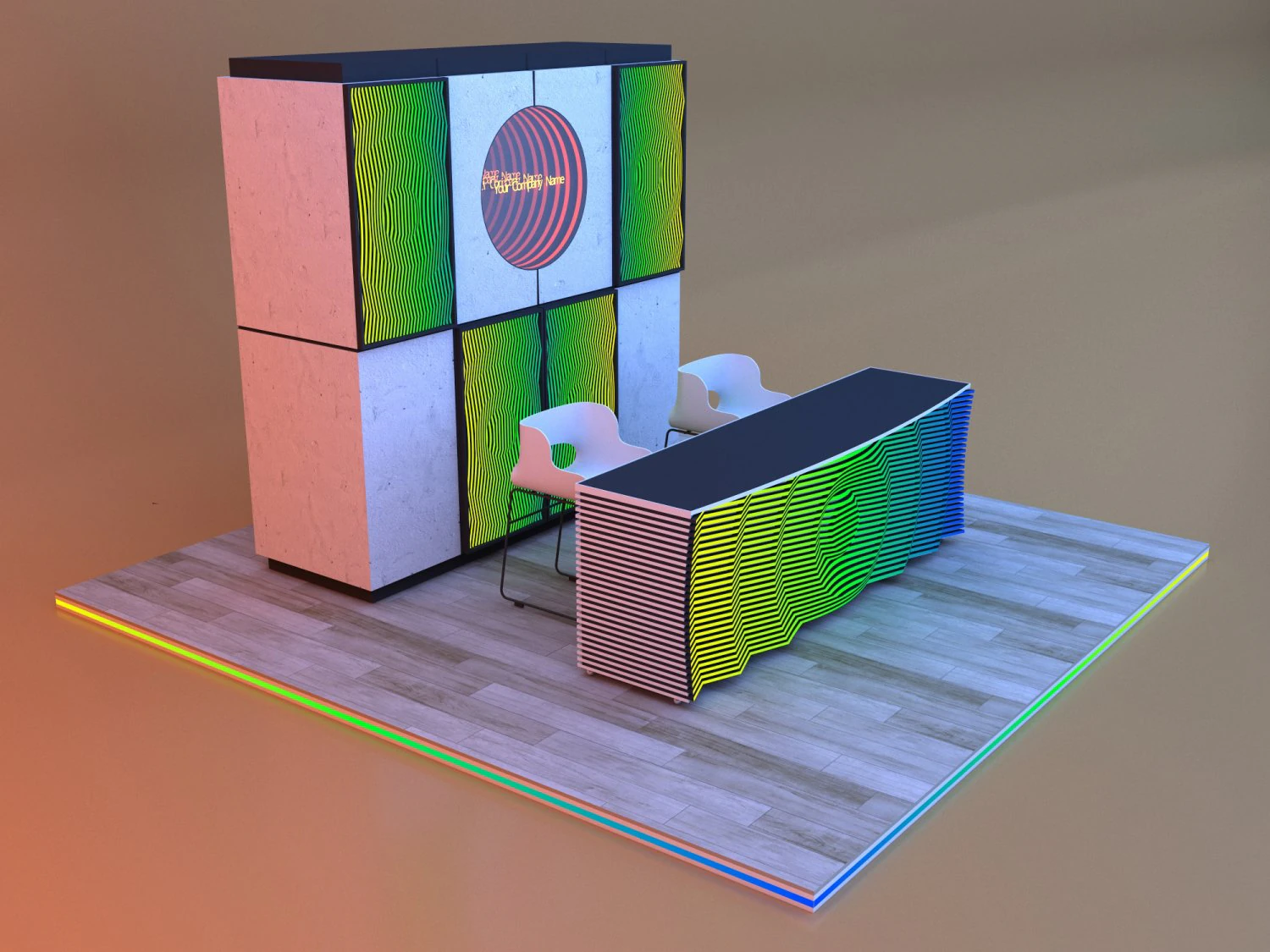 Parametric glow loft reception desk 3D Model .c4d .max .obj .3ds .fbx .stl .blend