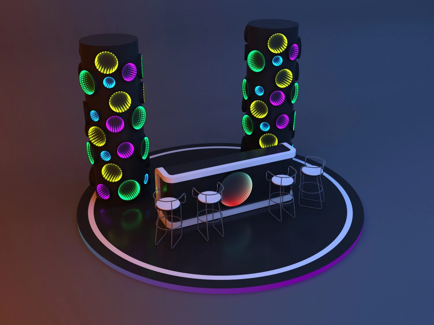 Sci-fi infinity mirror bar 3D Model .c4d .max .obj .3ds .fbx .stl .blend