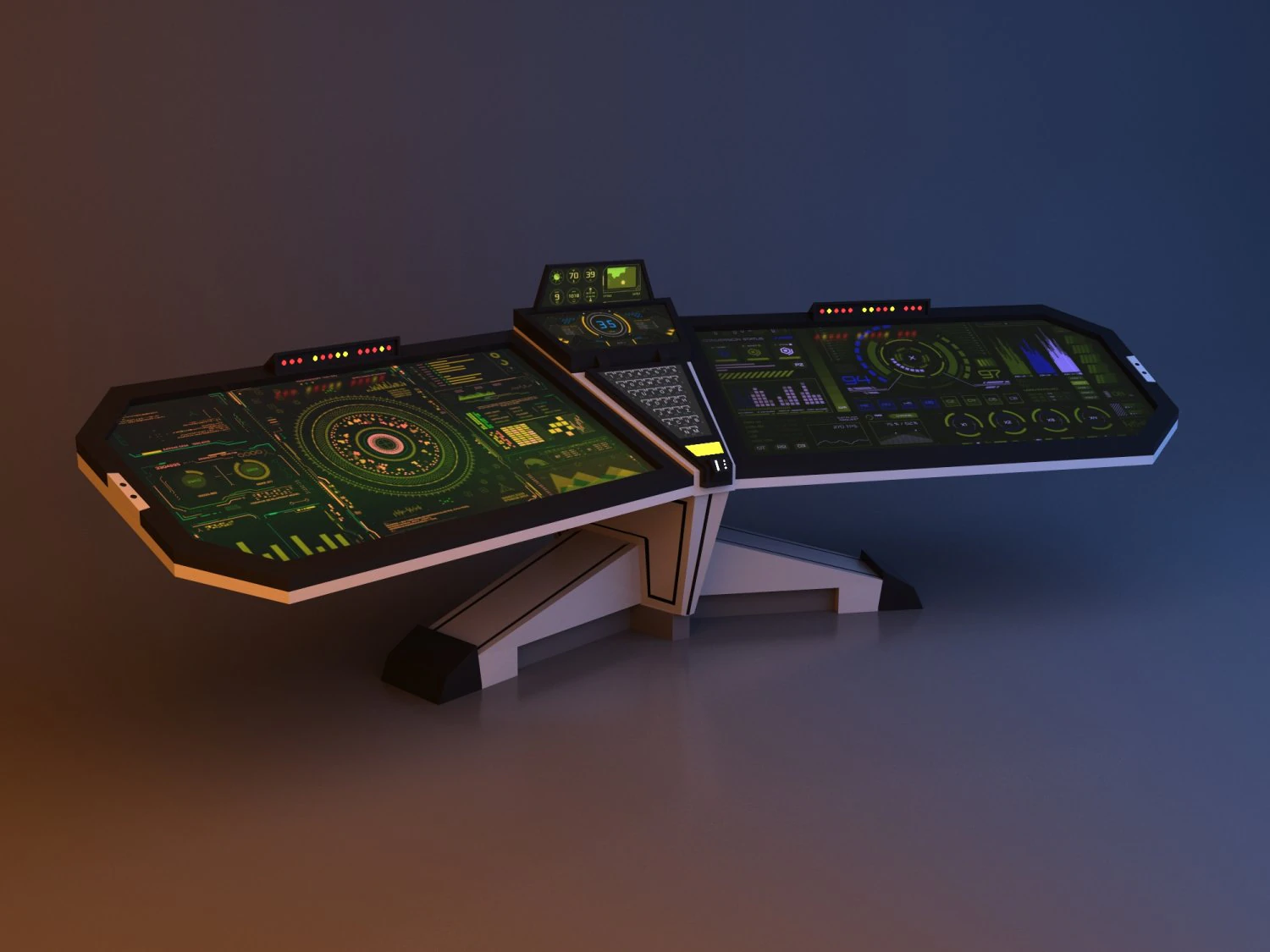 Cyber Futuristic Console - Control Desk 3D Model .c4d .max .obj .3ds .fbx .stl .blend