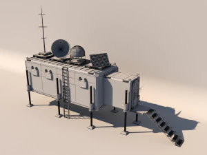 Military modular mobile base - bunker low-poly model 3D Model