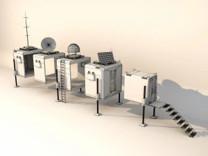 Military modular mobile base - bunker low-poly model 3D Model