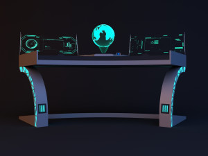 Sci-fi glow control table - desk 3D Model