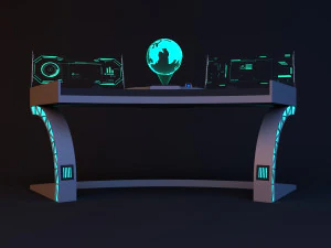 Sci-fi glow control table - desk 3D Model