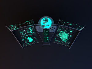 Sci-fi glow control table - desk 3D Model