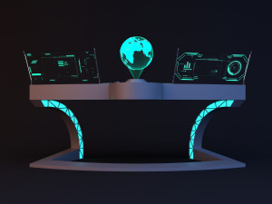 Sci-fi glow control table - desk 3D Model