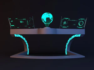 Sci-fi glow control table - desk 3D Model