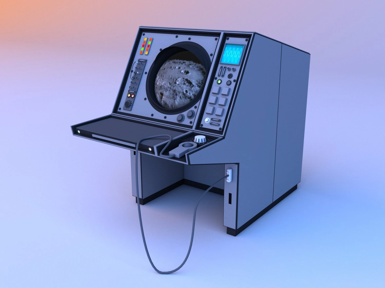 Old vintage Retro Control Console Panel Computer 3D Model .c4d .max .obj .3ds .fbx .stl .blend