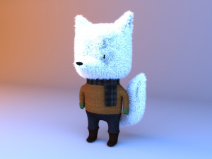 Cute cartoon white arctic fox - character 3D Model