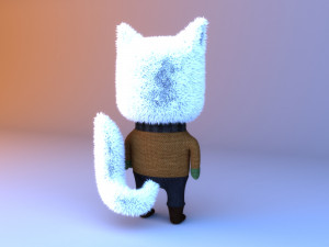 Cute cartoon white arctic fox - character 3D Model