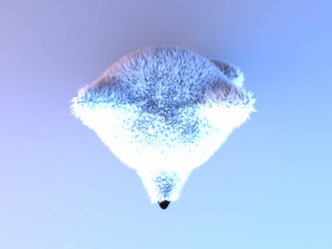 Cute cartoon white arctic fox - character 3D Model