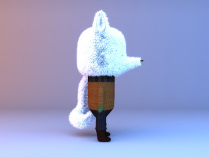 Cute cartoon white arctic fox - character 3D Model