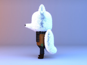 Cute cartoon white arctic fox - character 3D Model