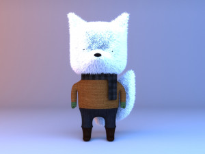 Cute cartoon white arctic fox - character 3D Model