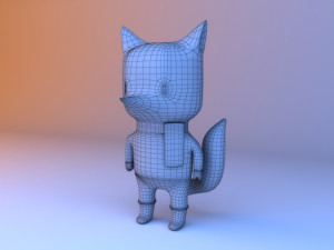 Cute cartoon white arctic fox - character 3D Model