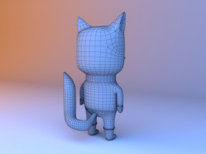 Cute cartoon white arctic fox - character 3D Model