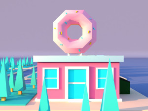 Cute cartoon donutshop 3D Model