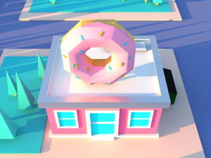 Cute cartoon donutshop 3D Model