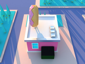 Cute cartoon donutshop 3D Model