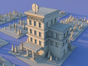 Cute cartoon city hospital 3D Модель