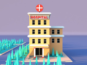 Cute cartoon city hospital 3D Модель
