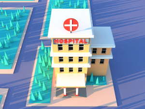 Cute cartoon city hospital 3D Модель