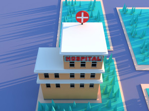 Cute cartoon city hospital 3D Модель