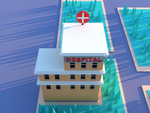 Cute cartoon city hospital 3D Model
