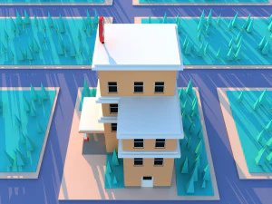 Cute cartoon city hospital 3D Model