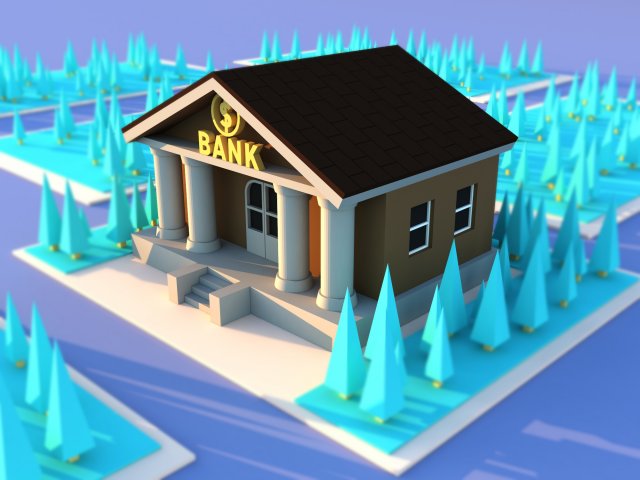 Cute cartoon city bank Modelo 3D .c4d .max .obj .3ds .fbx .stl .blend 