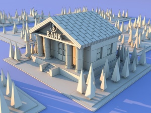 Cute cartoon city bank Modelo 3D