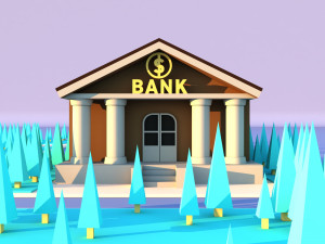Cute cartoon city bank Modelo 3D