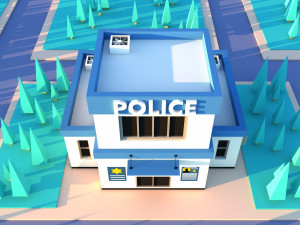 Cute cartoon city police departament 3D Model