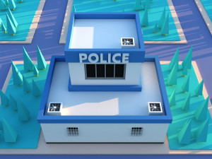 Cute cartoon city police departament 3D Model