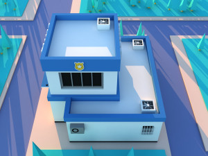 Cute cartoon city police departament 3D Model