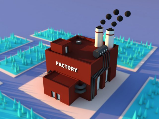 Cute Cartoon factory - manufacture 3D Модель .c4d .max .obj .3ds .fbx .stl .blend 