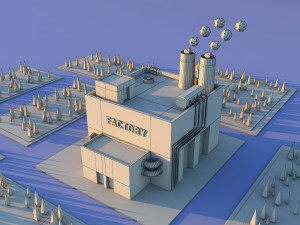 Cute Cartoon factory - manufacture 3D Модель