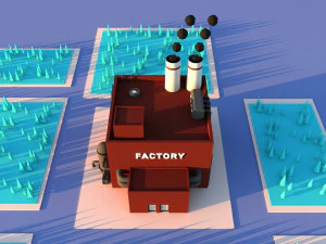 Cute Cartoon factory - manufacture 3D Model